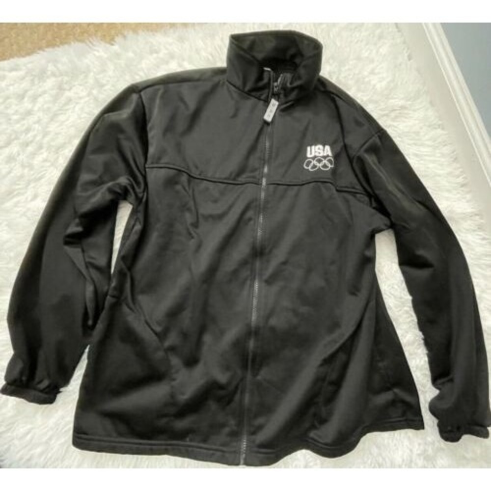 Mens USA Olympic Black Zip Up Jacket Size XL